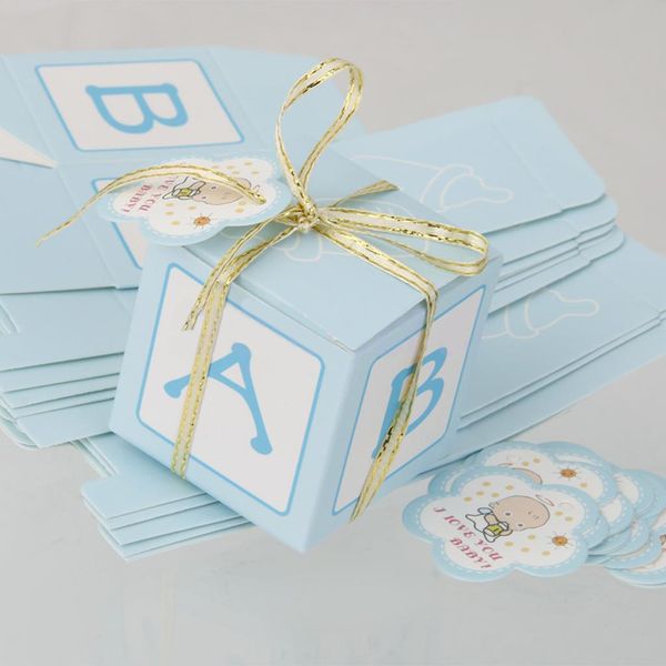 

12pcs new pink blue candy gift boxes for girl boy baby shower favor birthday decor kids birthday favor and candy box