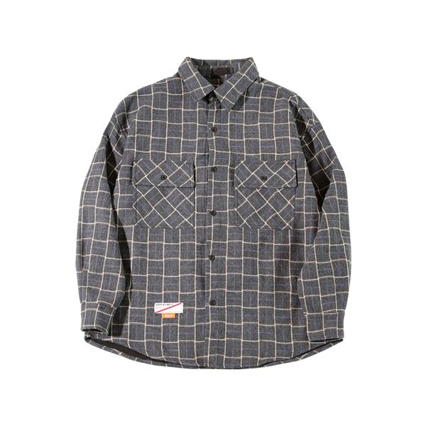 

2019 new plus velvet plaid shirt long sleeve thick warm male autumn jacket coat lapels retro streetwear casual shirts 50cs, White;black