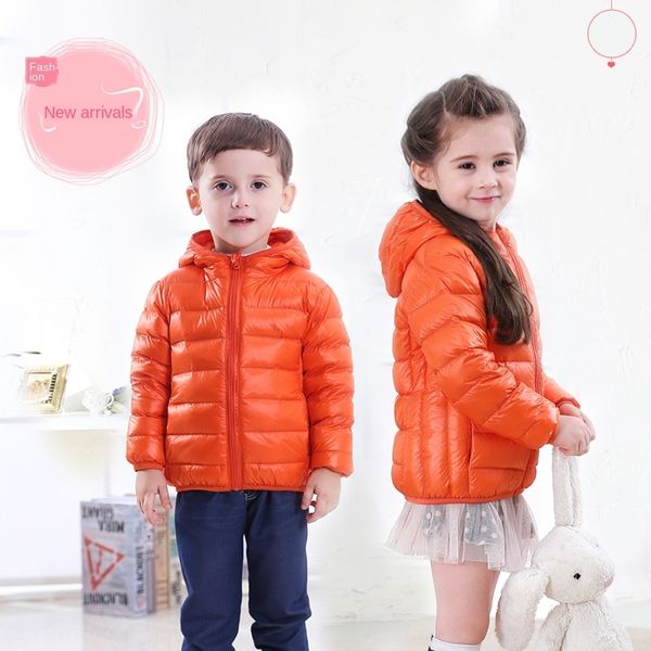

children lightweight 2019 men in down jacket coat down jacket the big hooded baby children's candy-colored coat, Blue;gray