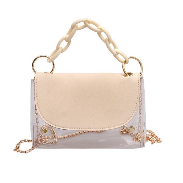 

summer pvc transparent clear clutch handbag tote jelly bag shoulder handle tote satchel ladies retro messenger bag