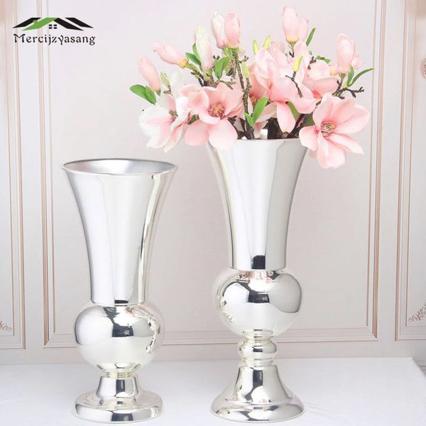 

flowers vases nordic table metal vase plant dried floral holder flower pot silver for home/wedding corridor decoration g089