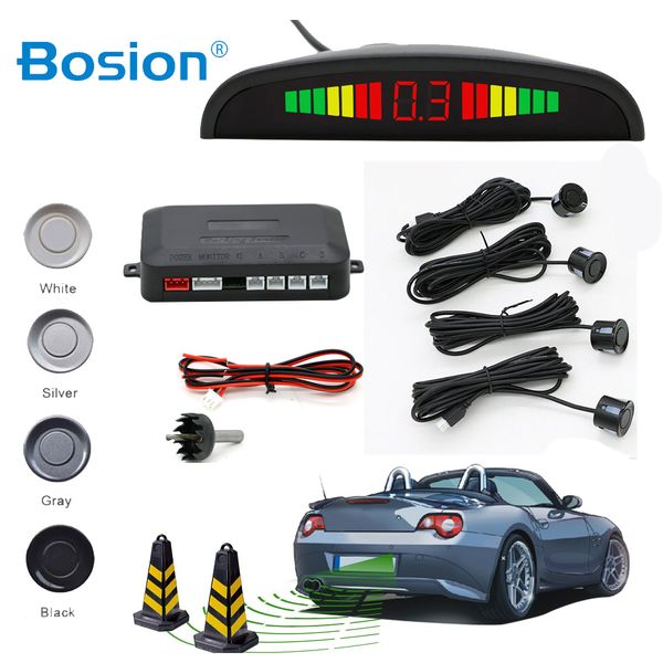 

one set led parking sensor auto car detector parktronic display reverse backup radar monitor system with 4 sensors 4 color