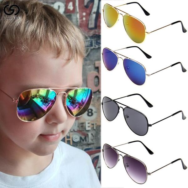 

gozluguclassic vintage sunglasses children colorful mirror glasses boys/girls metal frame kids cute outdoor eyeglasses, White;black