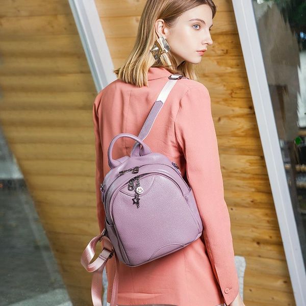 

belle2019 shoulders both woman joker circle package genuine leather head layer cowhide small backpack