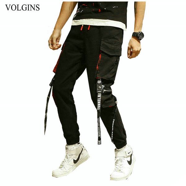 

уличная 2020 повседневный joggers hip hop брюки мужчины карманный черный шаровары мужчин одежда fashions корейский стиль мужские брюки, Black