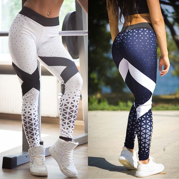 

women 2019 fashion print high waist long pants leggings running yoga pants woman fitness sports tights leggings a3052, White;red