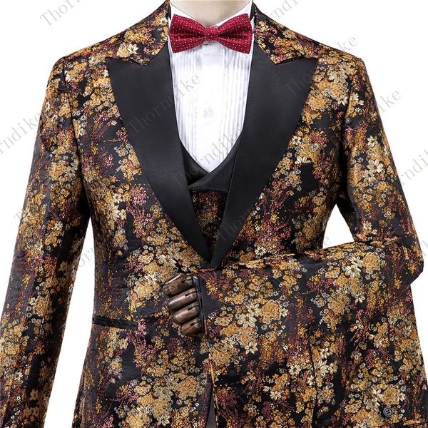 

chrysanthemum pattern high quality one button pasiley groom tuxedos peak lapel groomsmen mens suits blazers (jacket+pants+vest, White;black