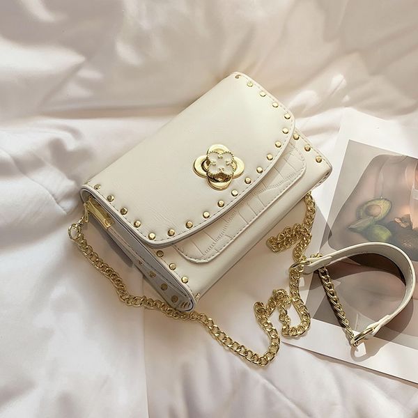 

riveting nail stone pattern shoulder bag 2020 new fashion women's designer polyurethane leather chain shoulder bag