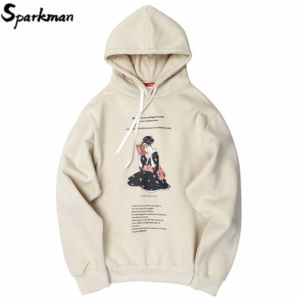 

мужчины streetwear японские гейши забавный толстовка толстовка hip hop 2019 harajuku с капюшоном пуловер хлопок осень зима толстовки, Black
