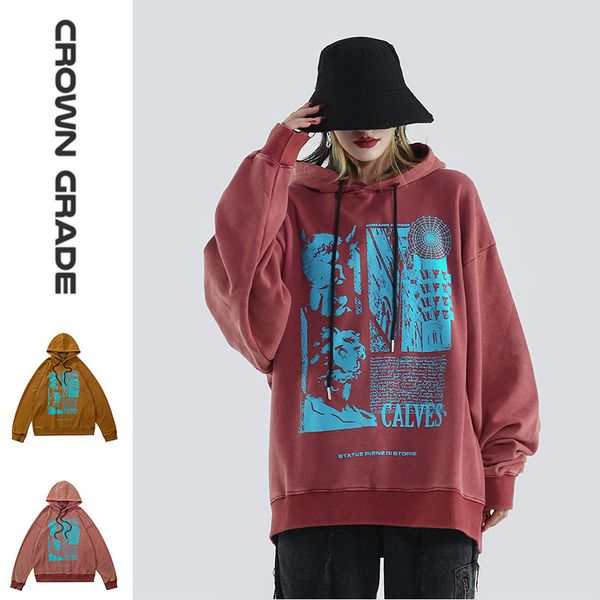 

brand fashion luxury designer men origional punk style all-match ultra loose hooded neutral couples sweater street wash drop shoulder minori, Black