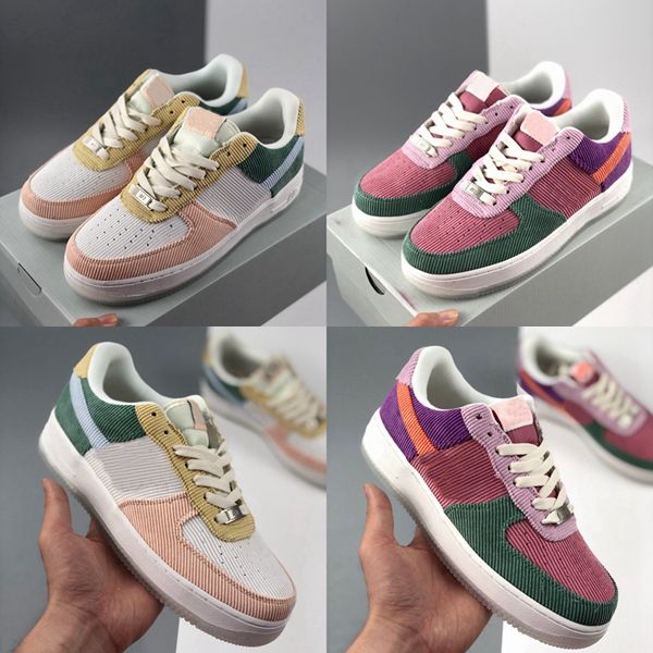 

2020 low womens girls candy macaron running shoes sports one skateboard corduroy sneakers pink purple green outdoor des chaussures off