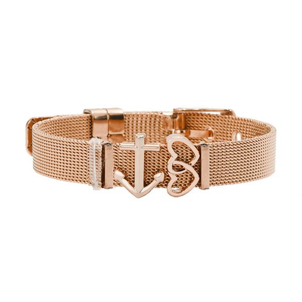 

stainless steel watchband bracelet vacuum electroplate love anchor keeper bracelet, Golden;silver