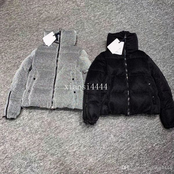 

duck down women fashion outwear hooded coats color matching shiny section down jacket women's clothing with all the tag and labe, Black