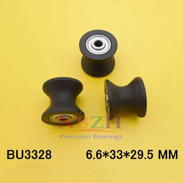 

2pcs 6.6x33x29.5mm bu3328 u groove guide pulley sealed rail ball bearing plastic