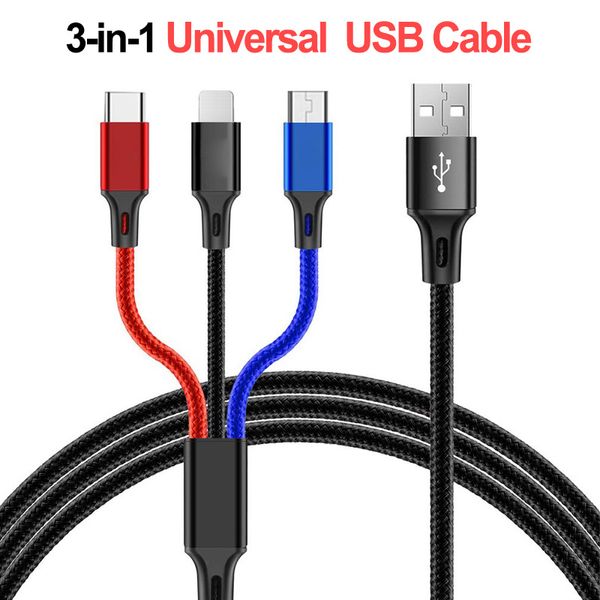 

Multicolor 3 in 1 u b cable 3a fa t charger micro u b type c charging cable for huawei xiaomi am ung android phone
