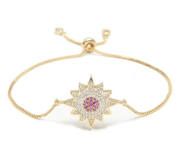 

4mm gold silver chain bracelet micro pave cz rope cubic zirconia adjusted macrame white rose stars charms xg54356 bangles jewelry women, Black