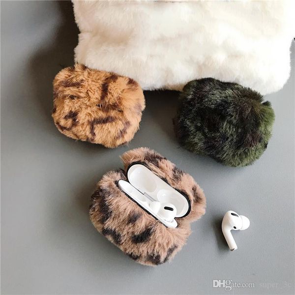 

for airpods pro case luxury lamb fur leopard print plush earphone cover shell for airpods 3 2 1 series ing