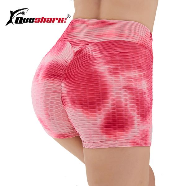 

colorful women high waist yoga shorts push up hip underwear sports fitness printed short skinny tights girls gym trunks, White;red