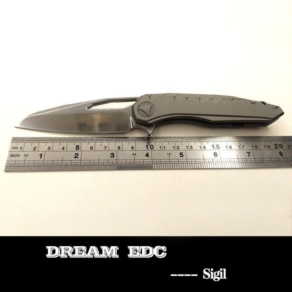 

Sigil folding knife real m390 blade sandblasting titanium handle outdoor camping hunting hiking tools pocket self-defense EDC free shipping