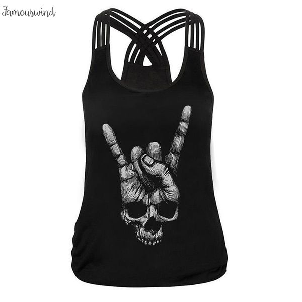 

summer sleeveless tank women t shirt black vest 3d print skull camisole head ws7410v, White