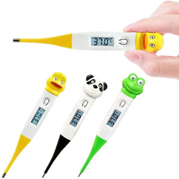 

new cartoon cute animal infant thermometer children waterproof electronic thermometer soft touch tip practical baby care product, Black;white