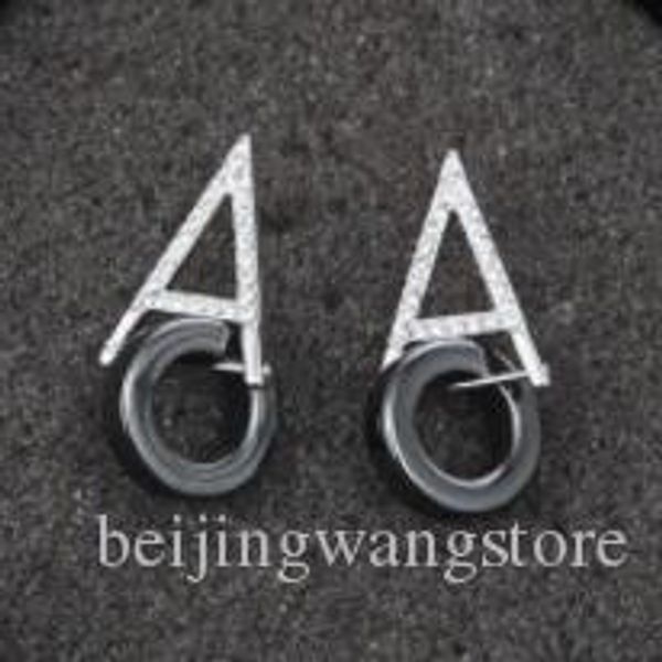 

2017 new designe hematite personality temperament earrings geometry letter earrings crystal women jewelry euroepan stud earrings, Golden;silver