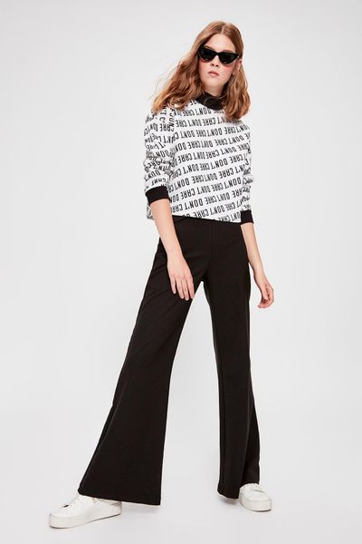 

trendyol black spanish bell-bottomed pants twoaw20pl0329, Black;white