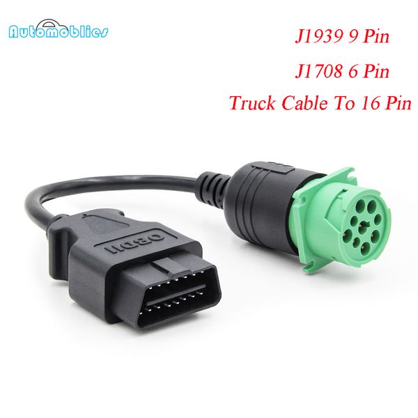 

car truck y cable obd obd2 16pin female to j1708 6pin/ j1939 9pin obdii y cable diagnostic adapter