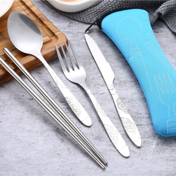

chopsticks spoon fork cutlery portable bag for dinner travel camping tableware
