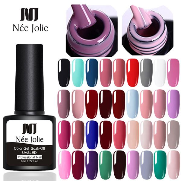 

nee jolie 8ml matting coat soak off color uv gel nail polish black red semi permanent uv gel varnish diy nail art paint, Red;pink