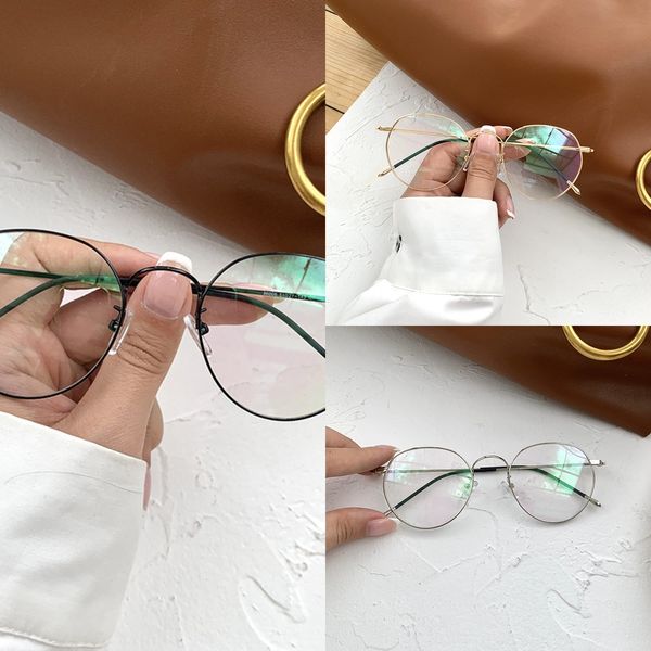 

2020 myopia style men's and women's frame round plain glasses myopia plain glasses frame, Silver