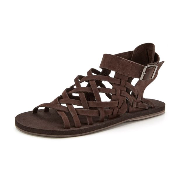 

cool 2020 men's genuine leather sandal shoes open toe gladiator sandalias mujer summer beach sandals men, big sizes eur38-45, Black