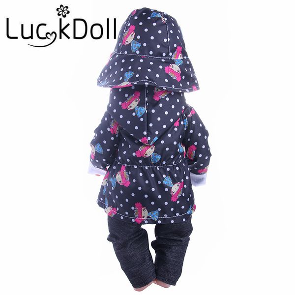 

cute pattern casual raincoat 3pcs=hat+coat+pants fit 18 inch american&43 cm baby doll clothes accessories,girl's toys,generation