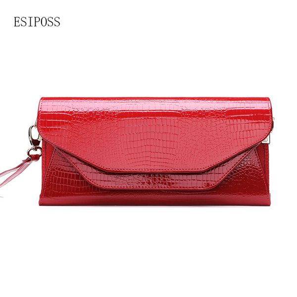 

famous women brand bag cowhide leather crocodile pattern patent leather female handbag women clutch messenger bag shoulder