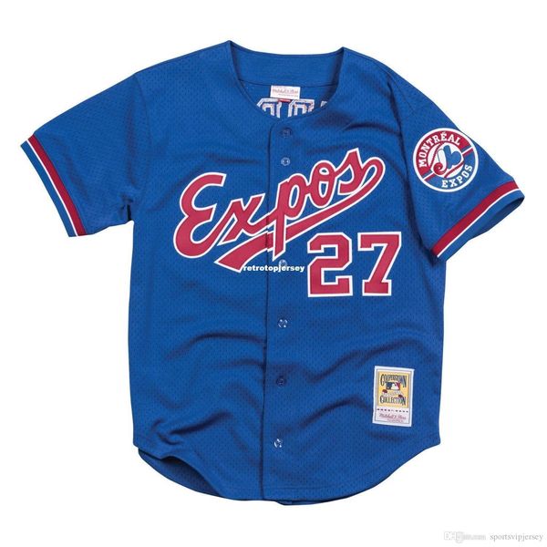 

vladimir guerrero montreal #27 mitchell & ness retro 2002 bp jersey, Black;blue
