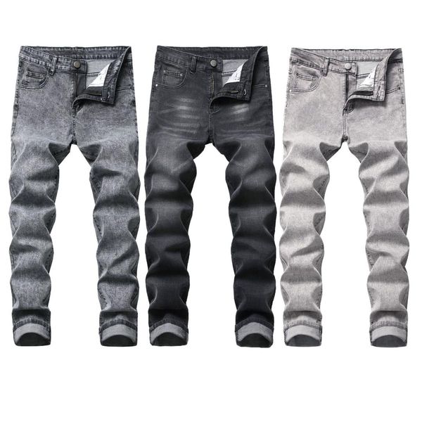 

новая мода мужские джинсы узкие эластичный джинсы denim pant slim fit pant длинные повседневный мужчины изношенные брюк, Blue
