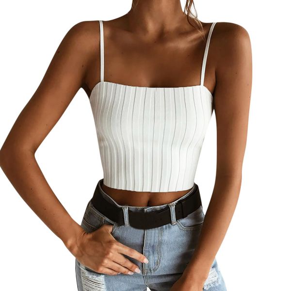 

2019 fashion womens summer camis tanks sleeveless cotton bustier bandeau bra vest crop seamless bralette tees, White