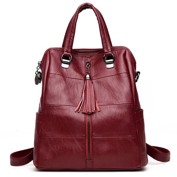 

women's backpack washable stitching fashion backpack korean tassel shoulder bag