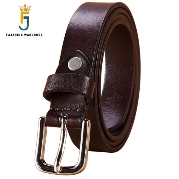 

fajarina retro belts for women jeans ladies pure geunine leather belt pin buckle metal hipping 2020 n17fj262, Black;brown