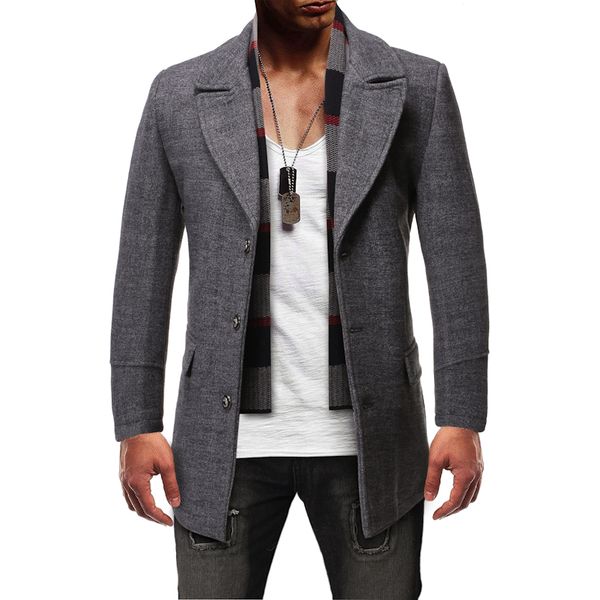 

2020 nueva llegada otoño e invierno gabardina de lana de alta calidad para hombre, chaquetas moda lana para hombre, Black