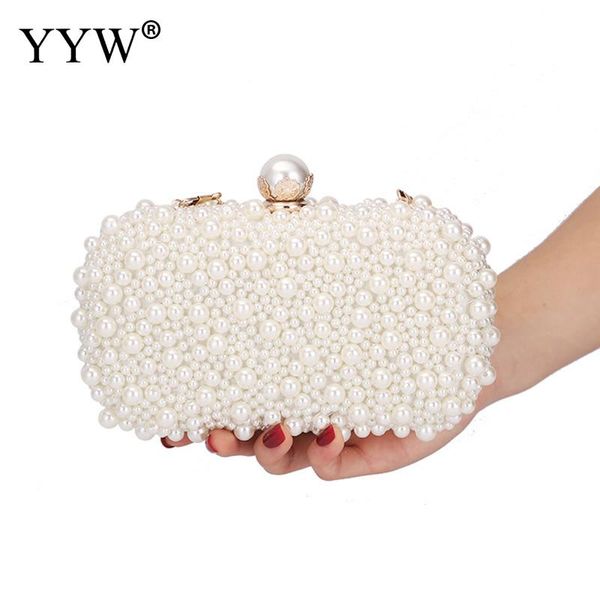 

pearl clutch women's bag fashion mini girl handbags luxury evening party clutches gold chain shoulder bags purse bolso mujer