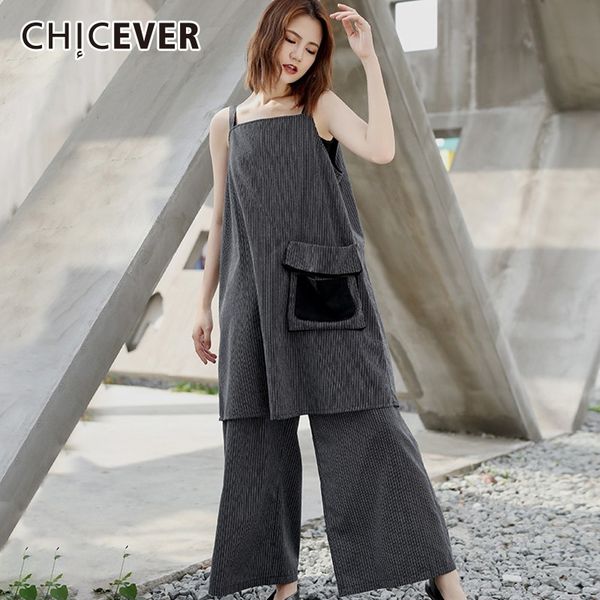 

chicever 2019 spring striped suspender dresses women off shoulder sleeveless loose cotton linen dress fashion casual clothes new, Black;gray