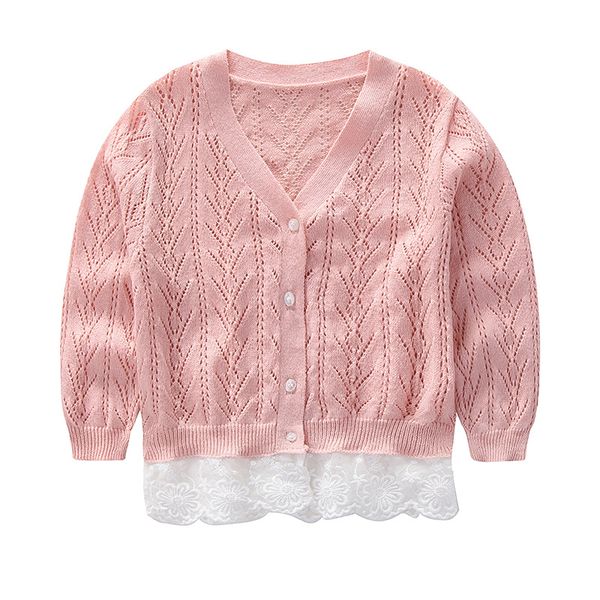 2019 Spring Baby Girl Sweater Coat Lace Knit Cardigan Korean Cotton Hook Flower Toddler Girl Sweater Girls Sweaters Free Knitting Patterns For Little