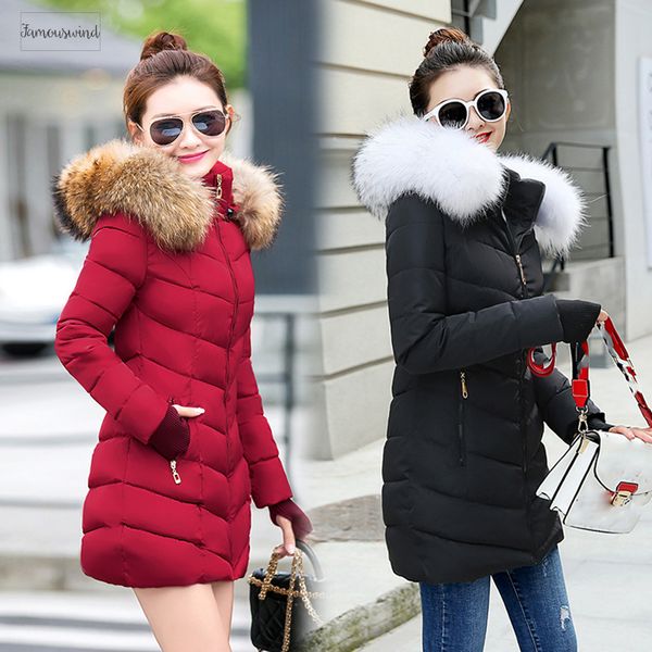 

jacket winter women female coat 2019 woman parka long sleeve hood slim keep warm fur collar white manteau femme hiver, Black