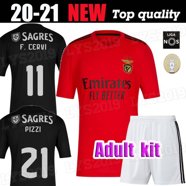 

взрослый kit 20 21 бенфика футбол джерси 2020 главная joao феликс йонас pizzi футбол рубашка a.almeida rafa виниций футбол униформу, Black
