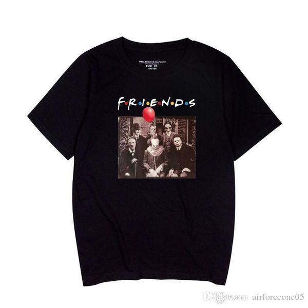 

t shirts designer printed mens summer casual punk style fashion shorts sleeve chapter friends mens, White;black