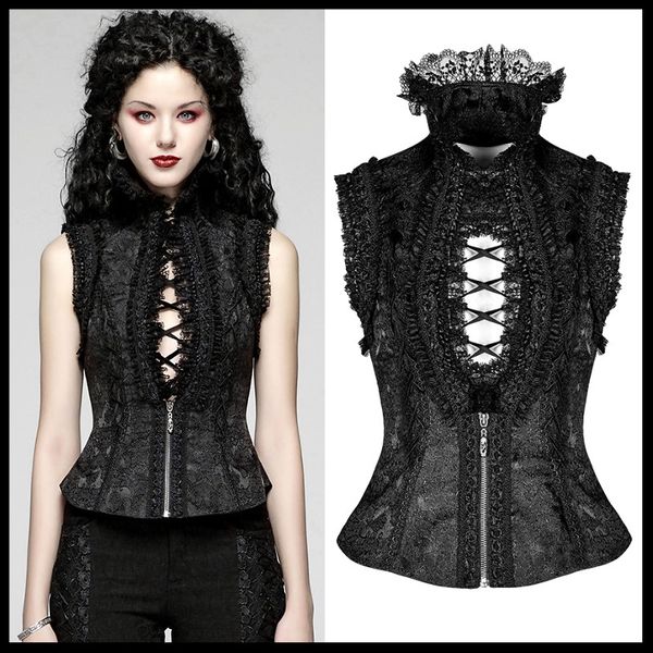 

punk rave women gothic lolita vest steampunk retro party waistcoat, Black;white