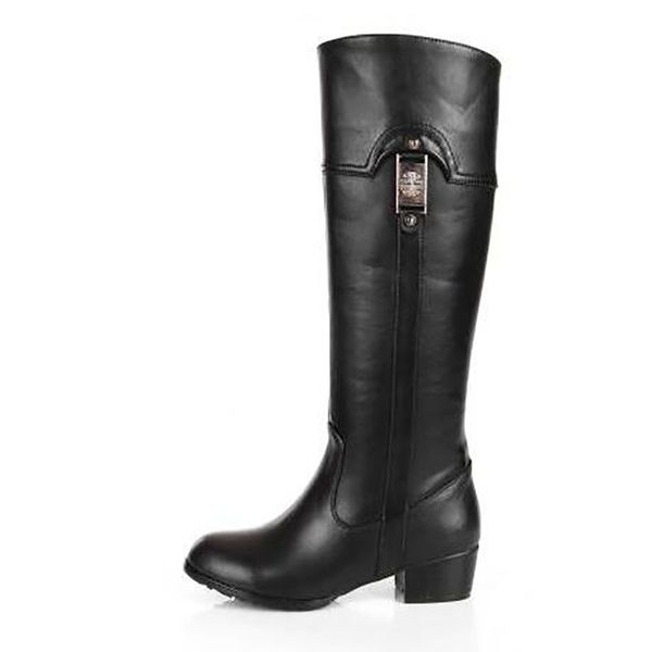 

mid-heeled leather high boots 31-45 yards professional custom size code to change the circumference of the golden lily & dx-28, Black
