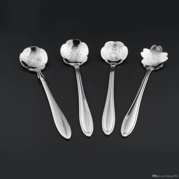 

stainless steel creative tea spoon cherry blossom scoop convenient coffee spoons plum blossom ladles for home living room tableware 1 4jq