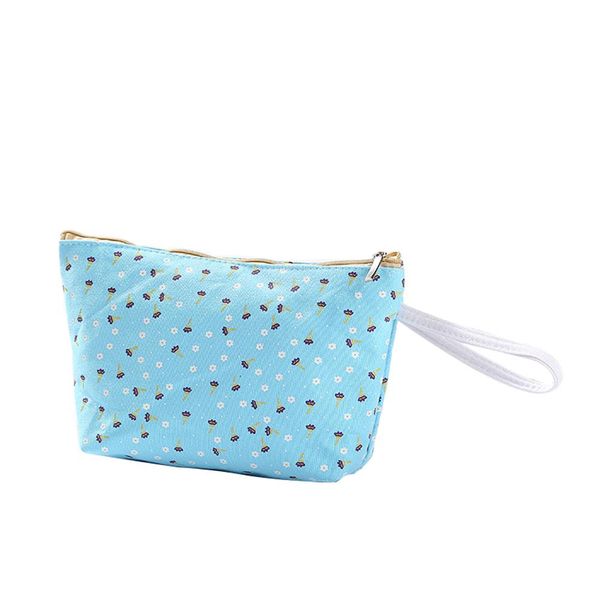 

portable wristlet floral print makeup cosmetic bag zipper purse pouch clutch